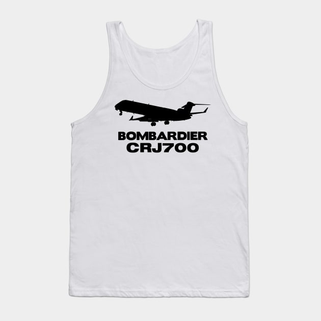 Bombardier CRJ700 Silhouette Print (Black) Tank Top by TheArtofFlying